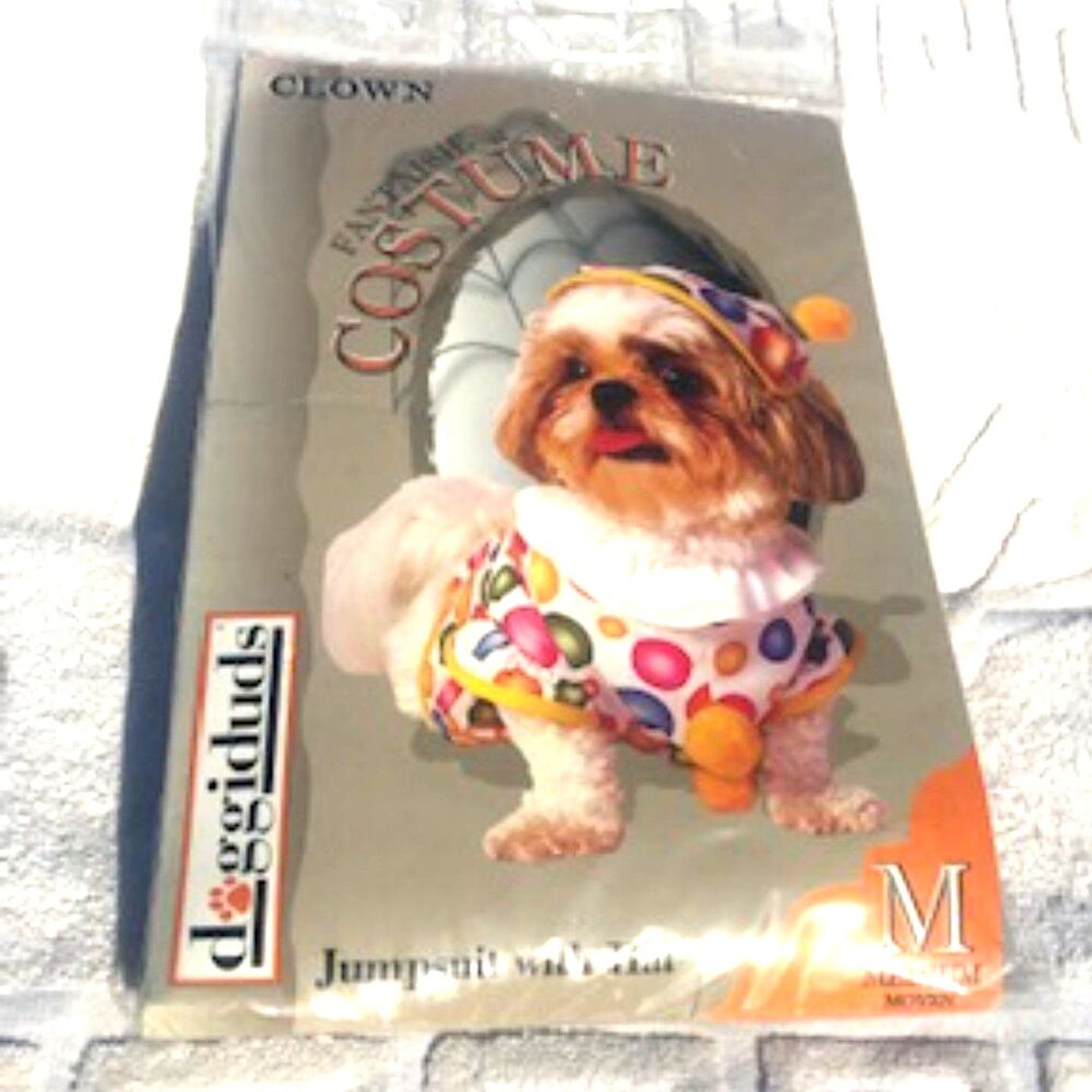 Size: Medium Doggie Halloween Costume "Clown" Jumpsuit w/ Tail . Casual Canines